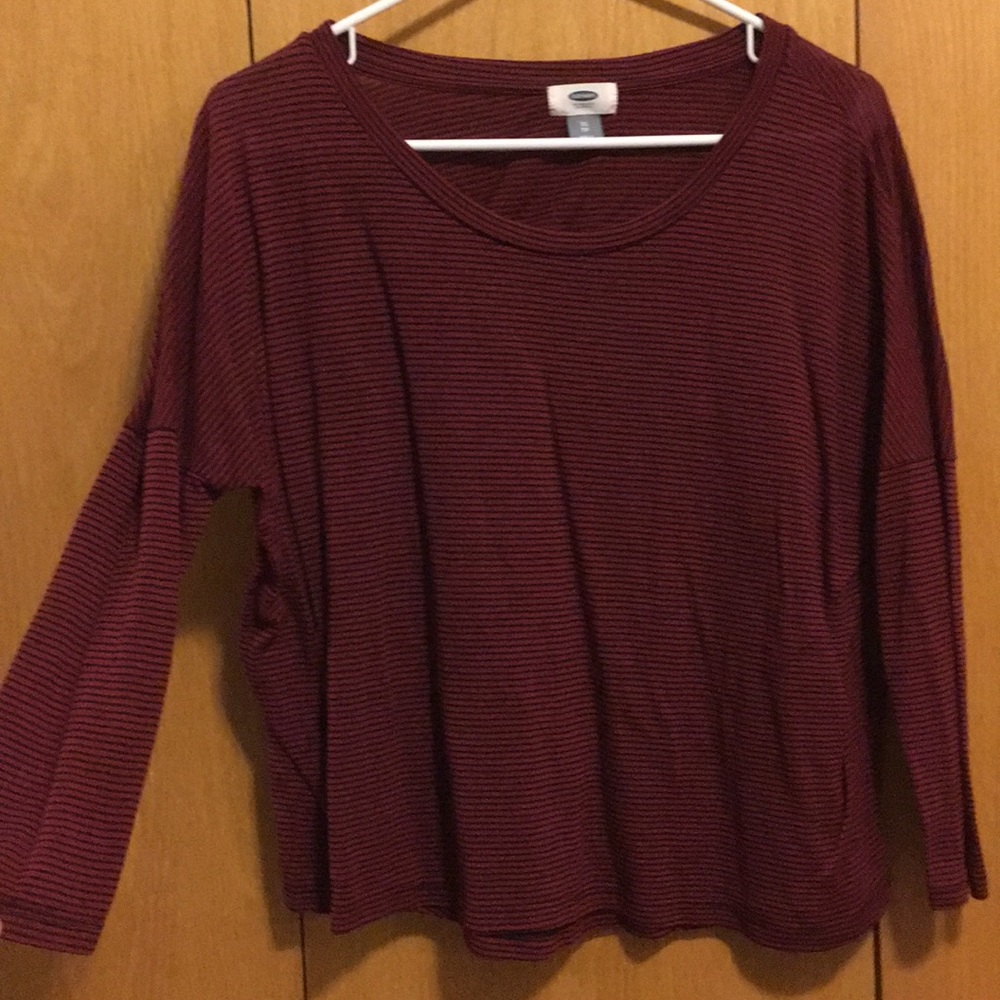 Red and black striped flowy shirt